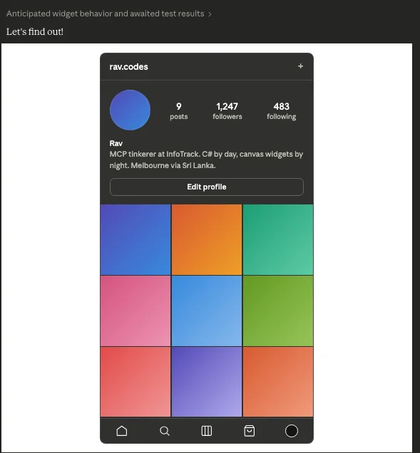 Instagram profile mockup with gradient placeholder grid inside a mobile phone frame