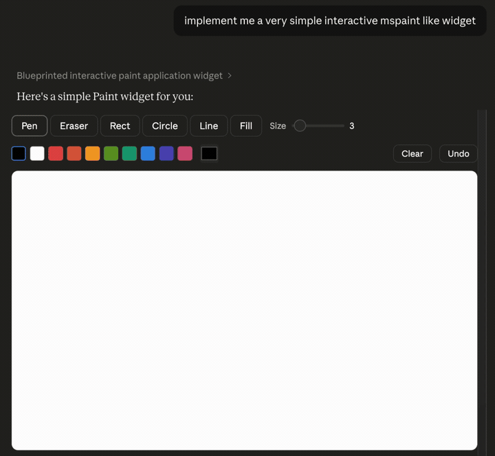 MS Paint widget showing freehand drawing, shape tools, colour palette, and fill tool